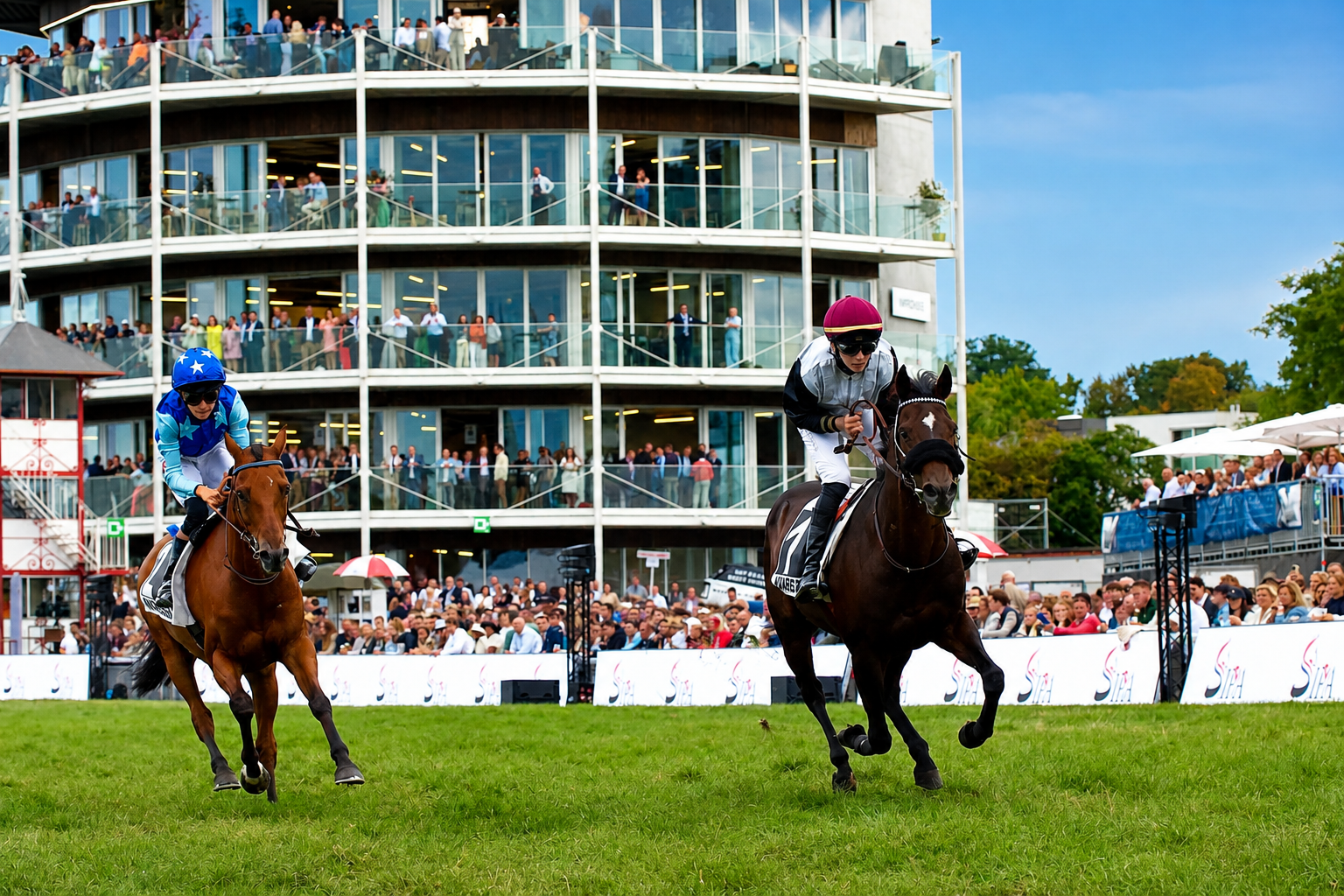 Jonge jockeys tijdens de S.I.P.A. ponyrennen op Waregem Koerse